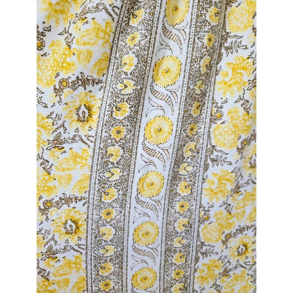 Style & Co Womens 2X Yellow‎ Floral Ruffle 3/4 Sleeve Peasant Top Scoop Neck